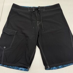 Burnside Black and Blue Men's Swim Board Shorts